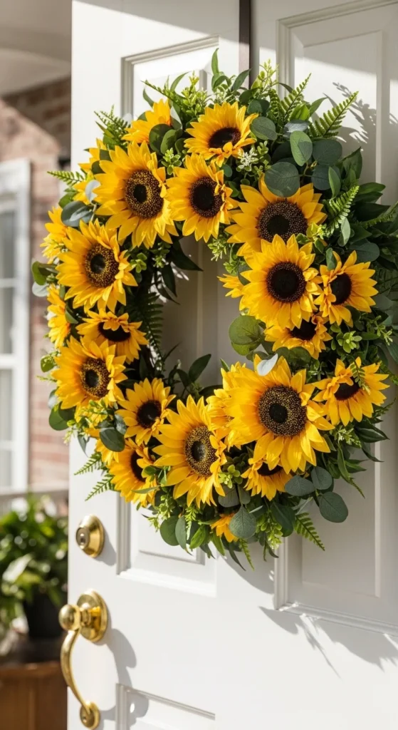 Sunflower and Greenery Wreath