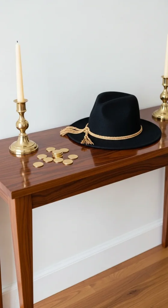 Tabletop Hat With Gold Accents