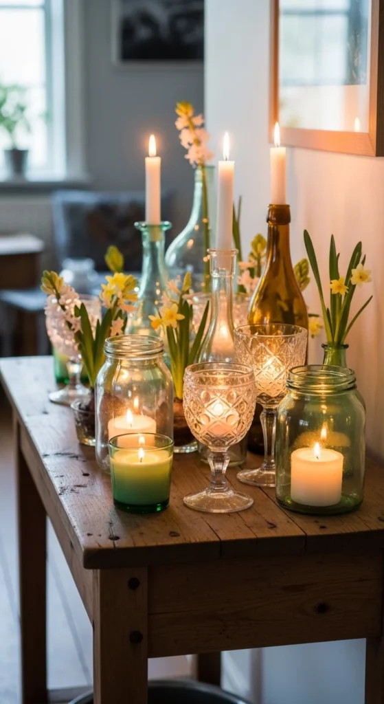 Thrifted Glassware as Candle Holders