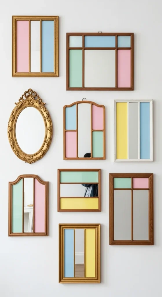 Thrifted Mirrors with Colored Glass