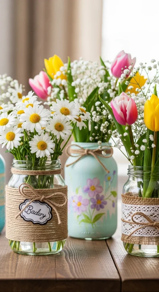 Upcycled Glass Jar Vases