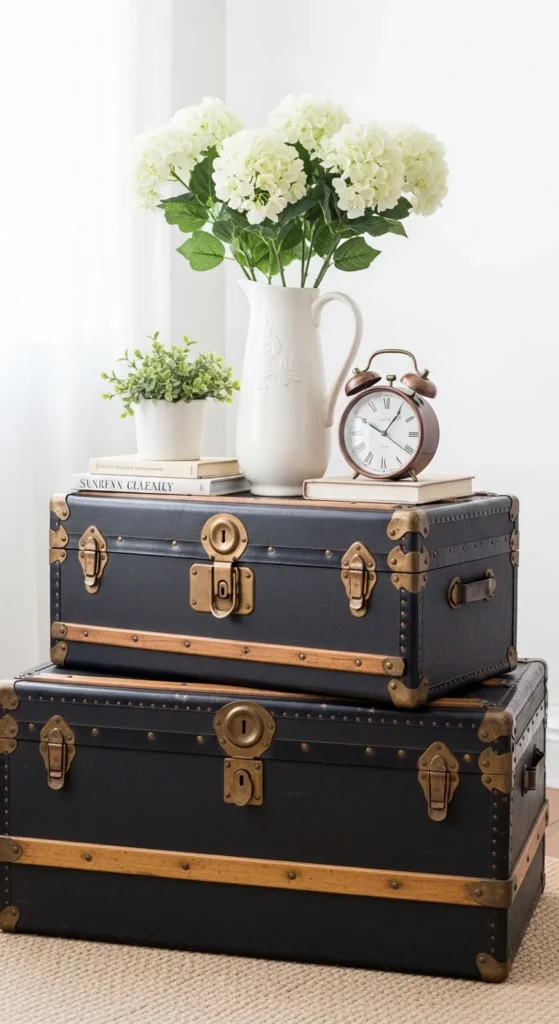 Upcycled Thrifted Trunks as Coffee Tables