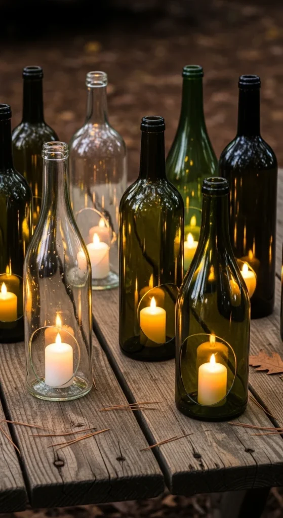 Upcycled Wine Bottle Lanterns