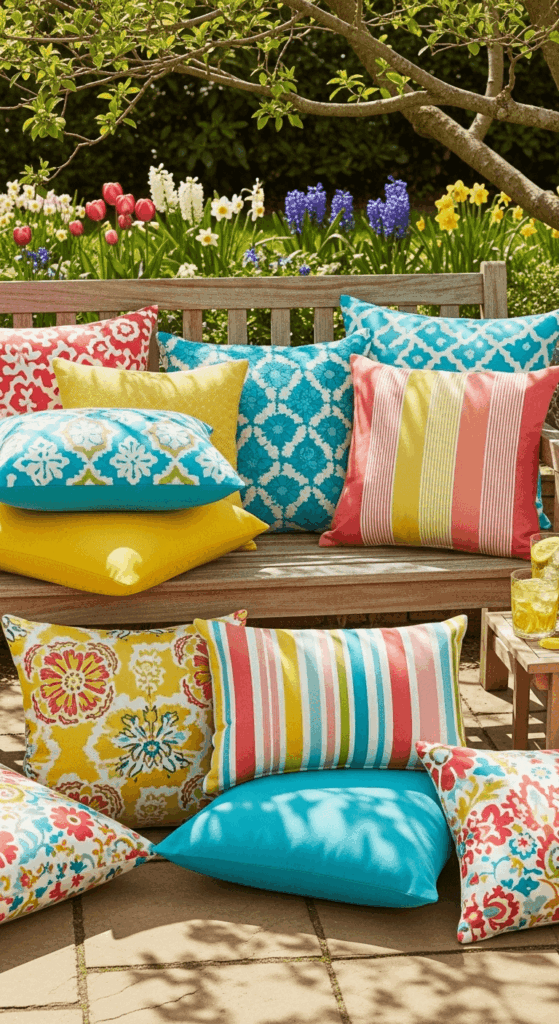 Use Colorful Outdoor Pillows