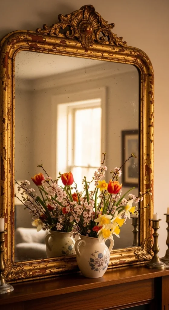 Vintage Mirrors Above the Mantel