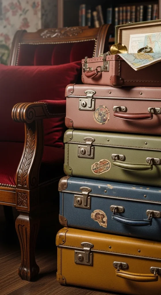 Vintage Suitcases as Decor Stacks