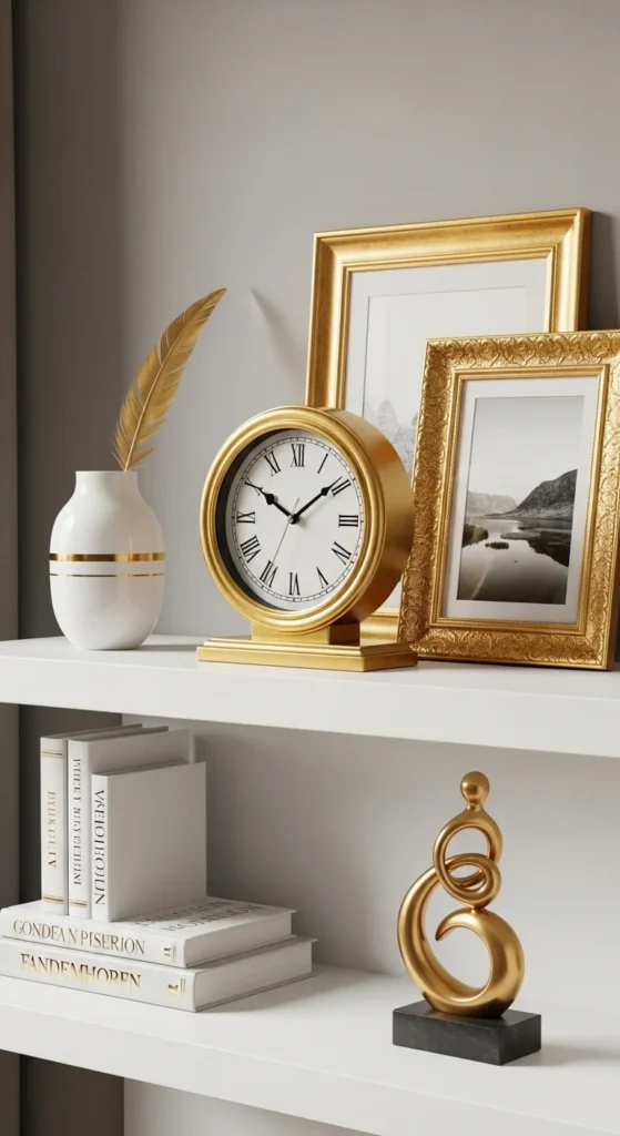 White and Gold Accents for a Touch of Glamour