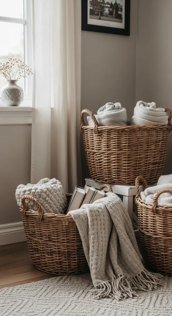 Wicker Baskets for Open Storage