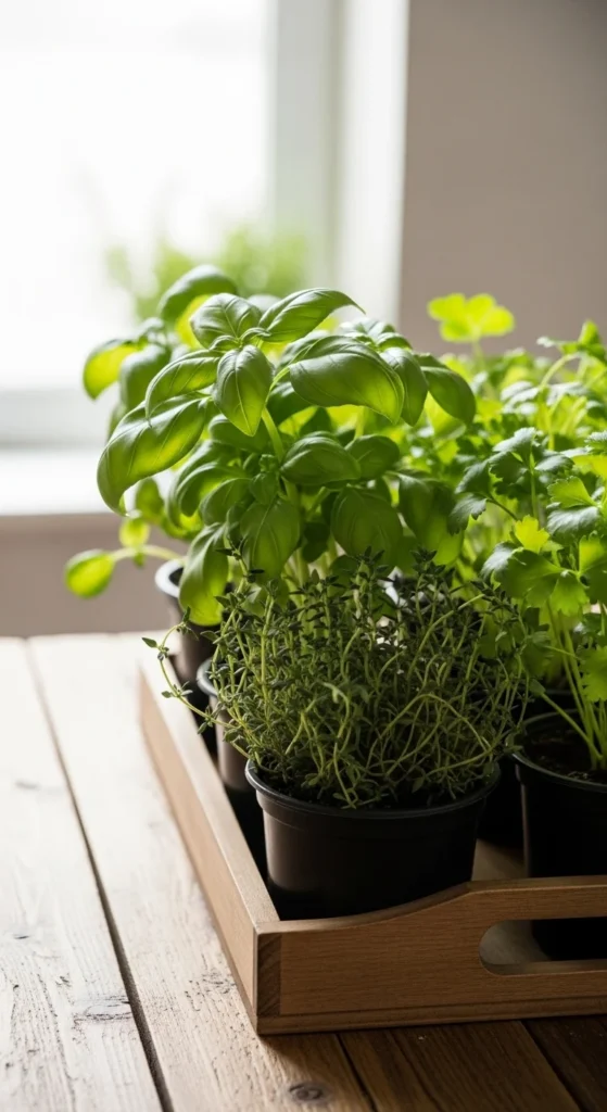 Wooden Tray Herb Display
