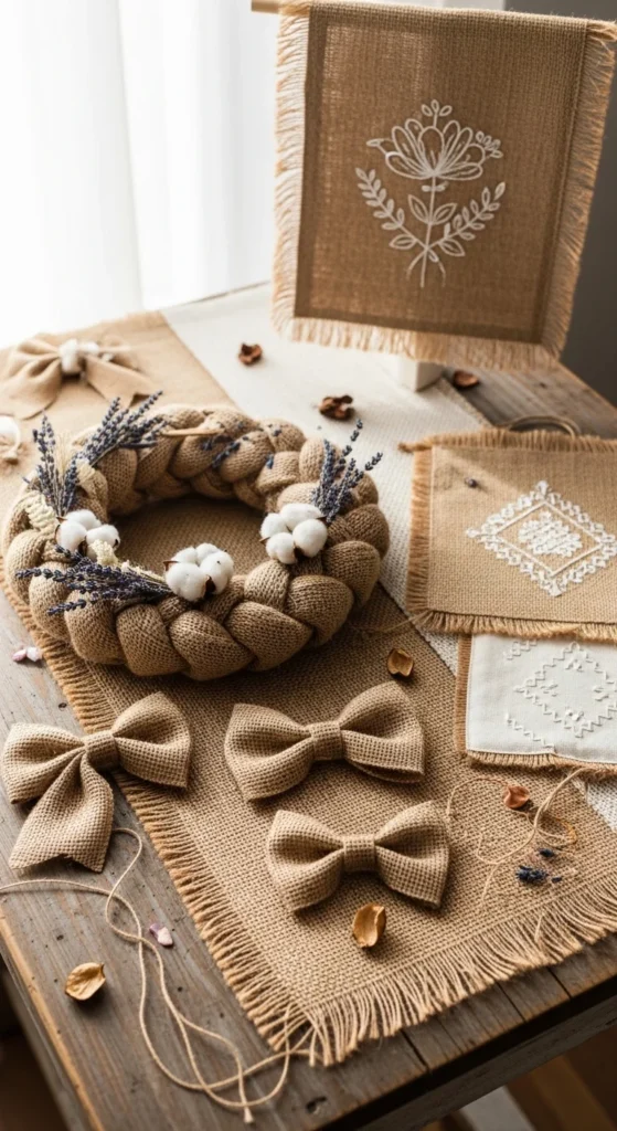 green burlap crafts
