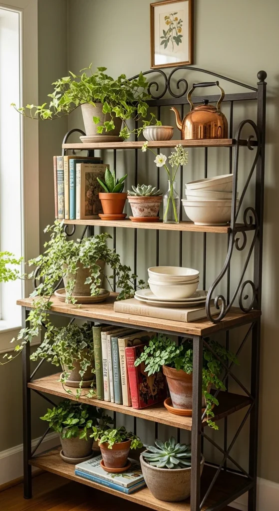 how to decorate a baker’s rack