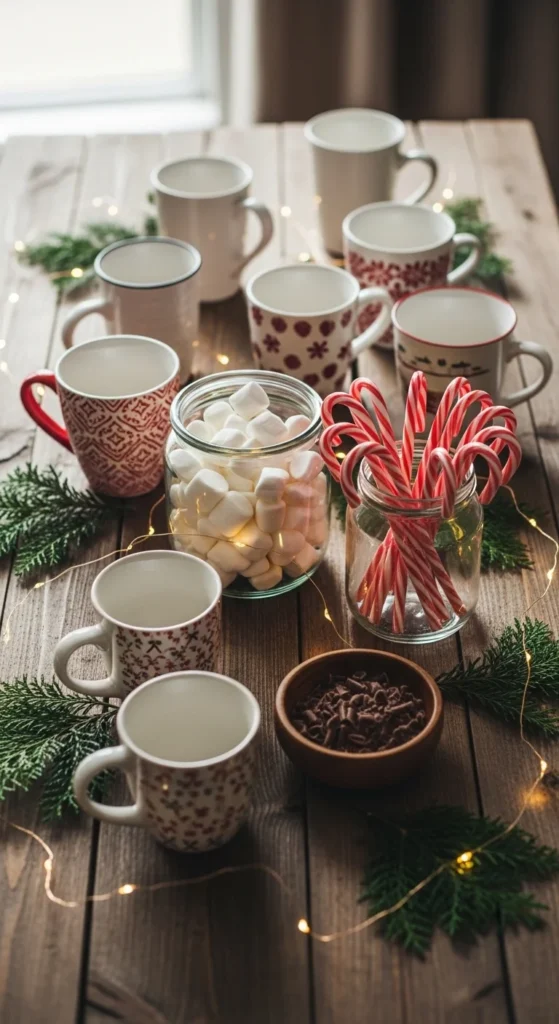 how to decorate a holiday cocoa station