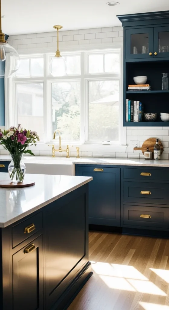 how to decorate dark kitchen cabinets