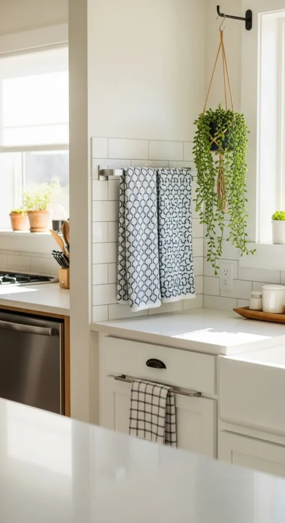 how to style kitchen towel bars