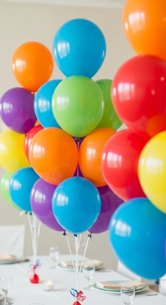 rainbow balloon centerpieces