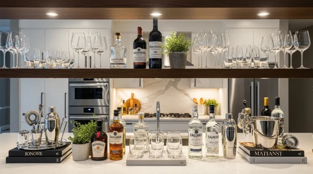 How to Style Kitchen Bar Shelves for Cocktail-Ready Decor