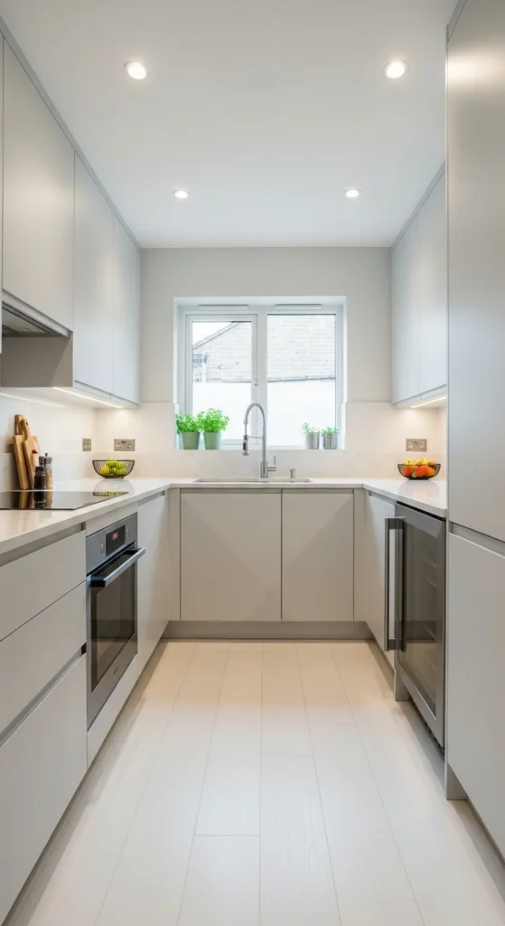 how to decorate tiny galley kitchens