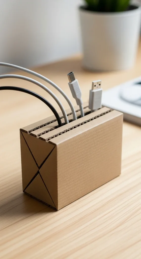 Cardboard Desk Cable Organizer