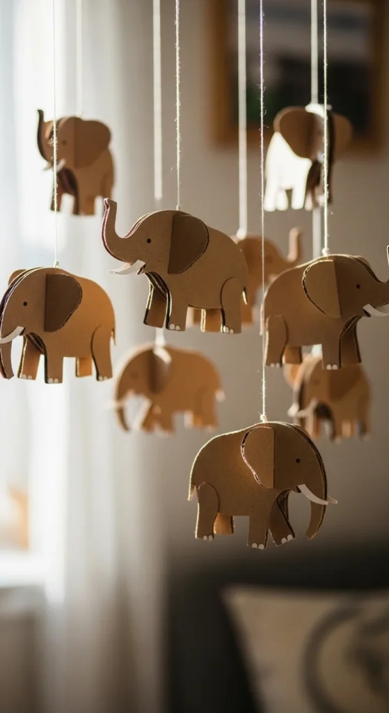 Cardboard Elephant Mobile
