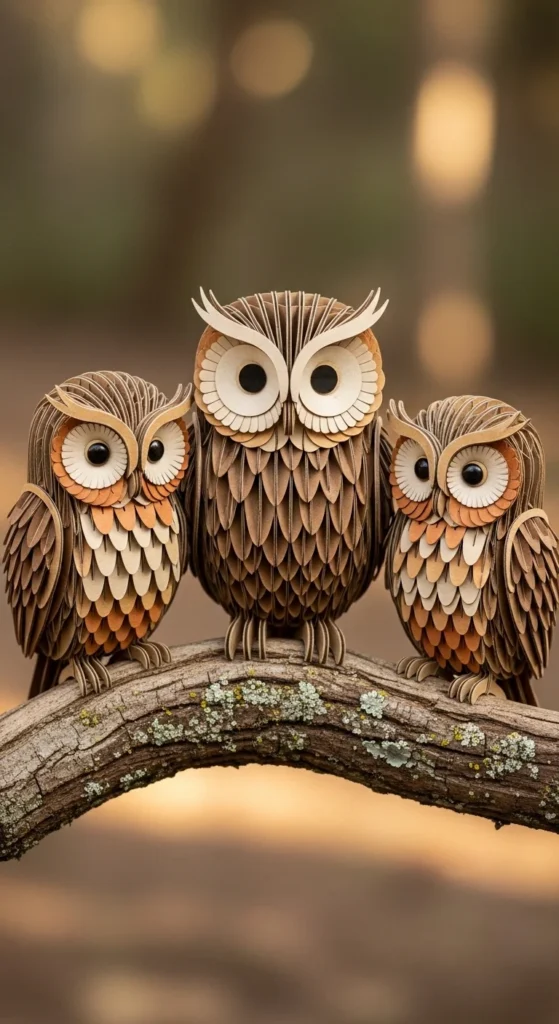 Cardboard Owl Family