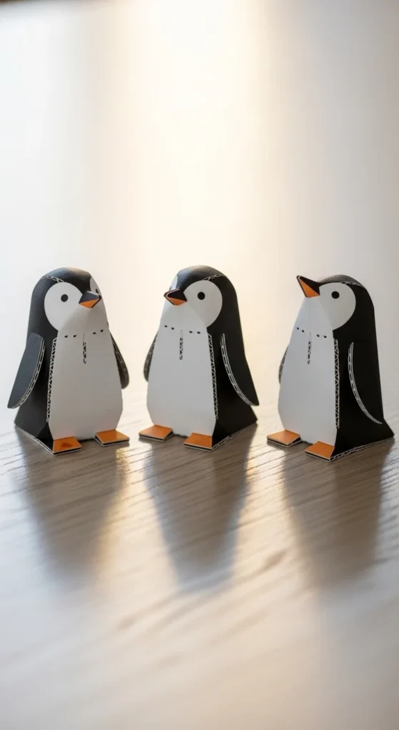 Cardboard Penguin Family