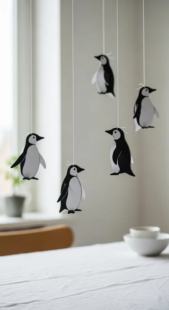 Cardboard Penguin Mobile