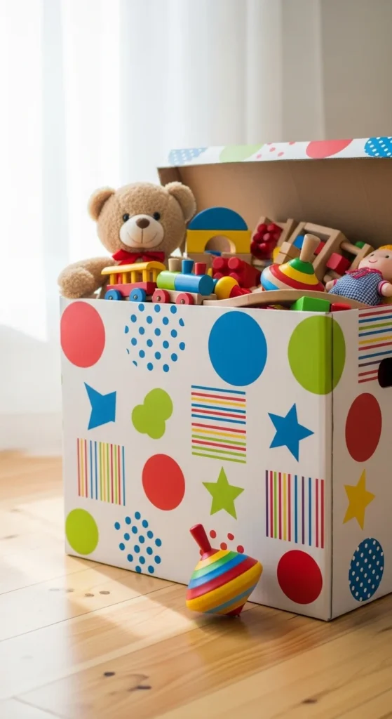 DIY Cardboard Toy Storage Chest