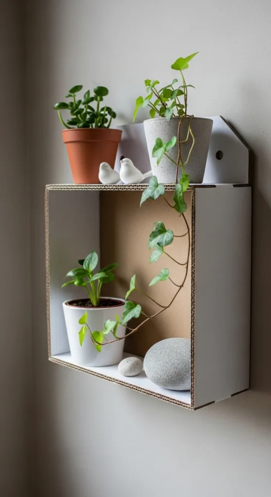 DIY Cardboard Wall Shelf
