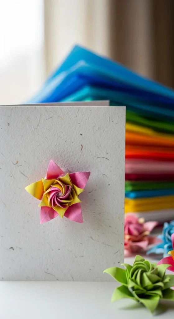 Folded Origami Flower Card