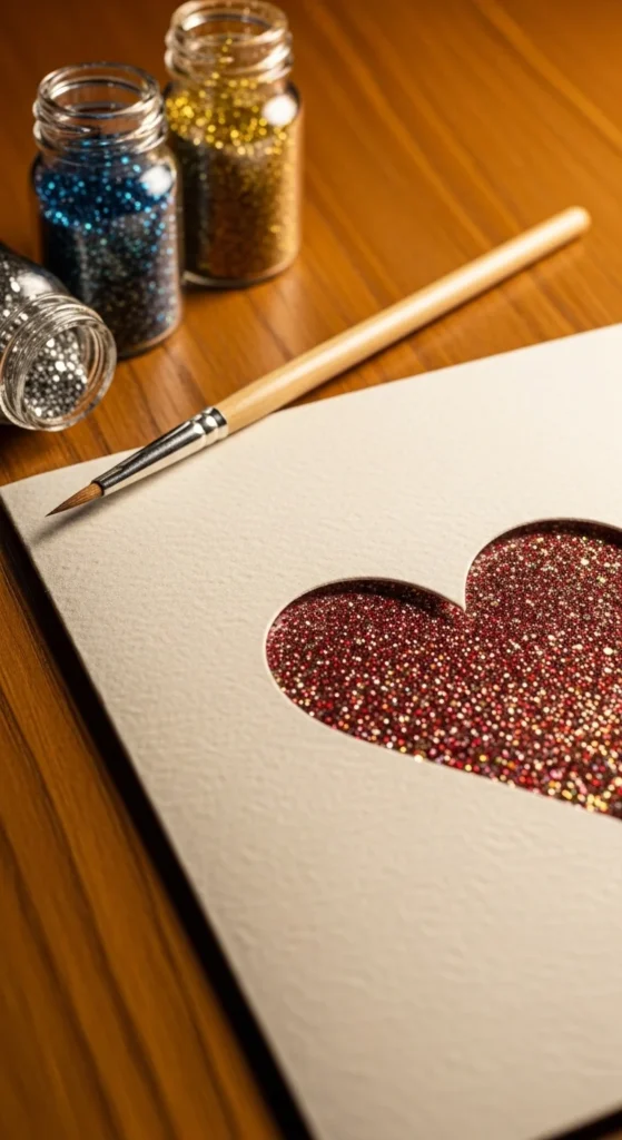 Glitter Heart Cutout Card
