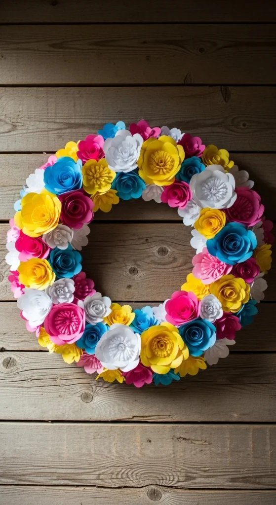 Mixed Paper Flower Wreath