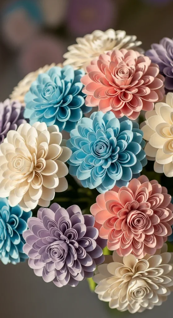 Rolled Paper Dahlias