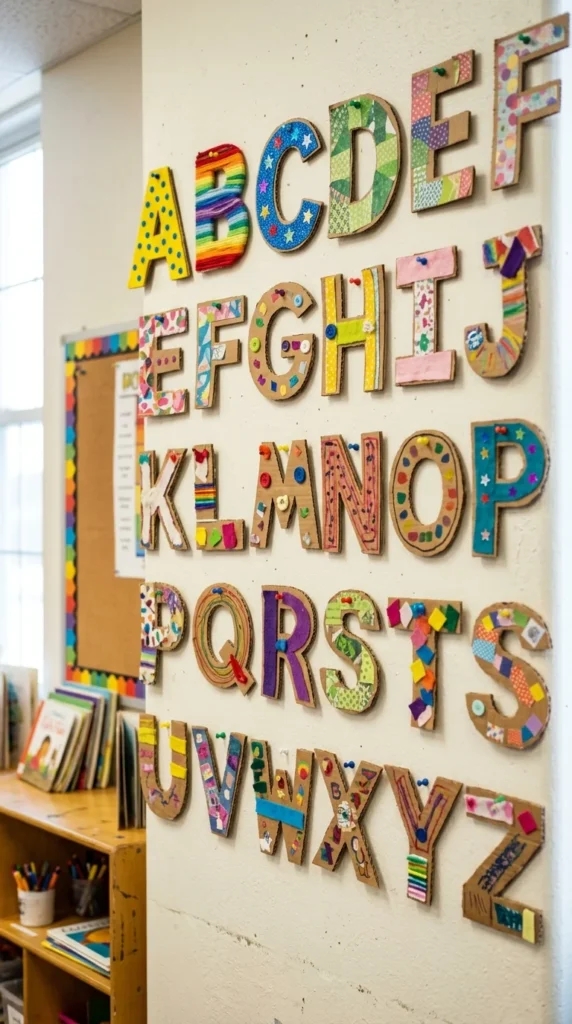 Cardboard Alphabet Learning Wall