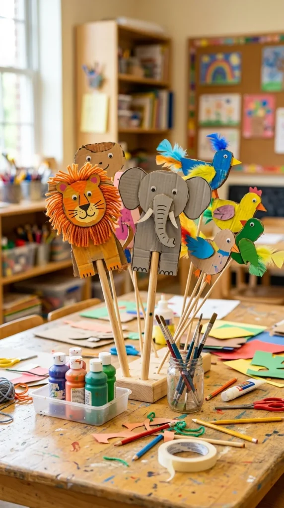 Cardboard Animal Puppets
