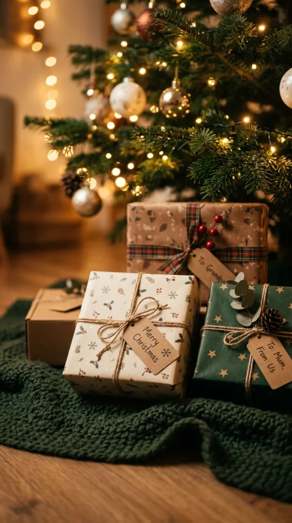 Cardboard Gift Boxes with Holiday Wrap