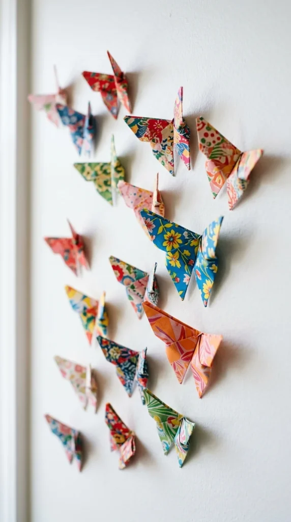 Folded Paper Butterfly Wall Decor